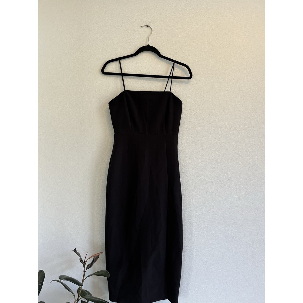 Zara Womens Formal Black Dress Gown With Slit Evenings Black Tie Sz M Spaghetti